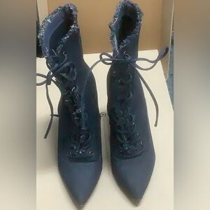 Distressed Denim Boots